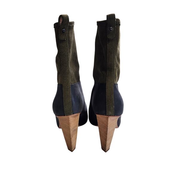 Matt Bernson Jameson Two Tone Suede Pull On Heeled Boots Size 9.5 Blue Green - Picture 7 of 13
